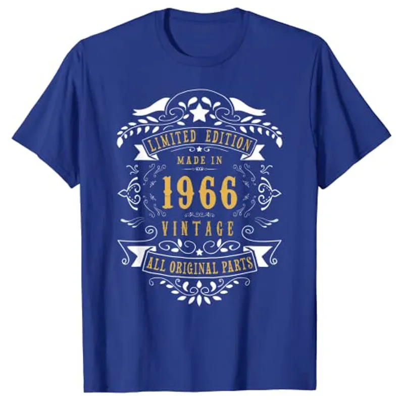 56 Years Old 56th Birthday Made Born In 1966 Men Idea T-Shirt Family Match Outfits Graphic Tee Tops Vintage Style Apparel Summer