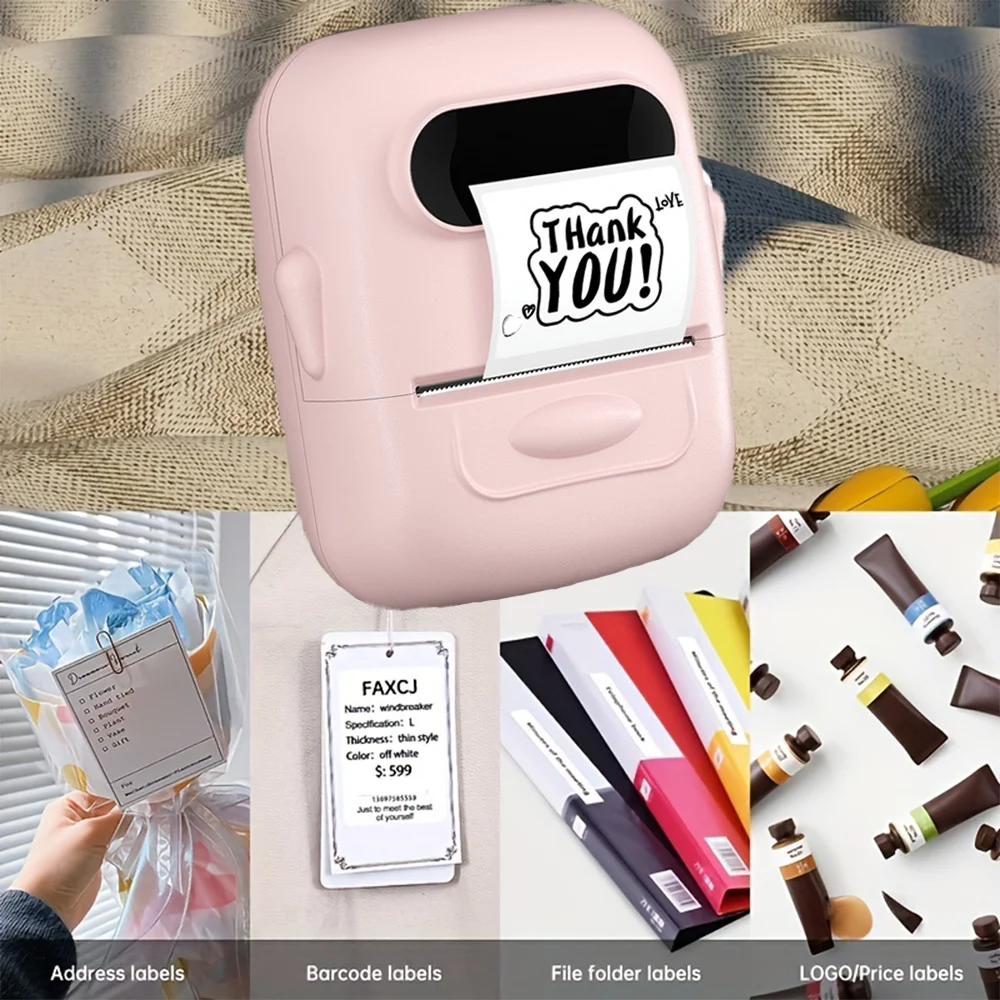 Marklife B21 B1 P50 طابعة ملصقات بلوتوث وردية طابعة حرارية لاسلكية عالية الدقة للمكتب والمطبخ والمدرسة للهدايا/إبداعية ذاتية الصنع