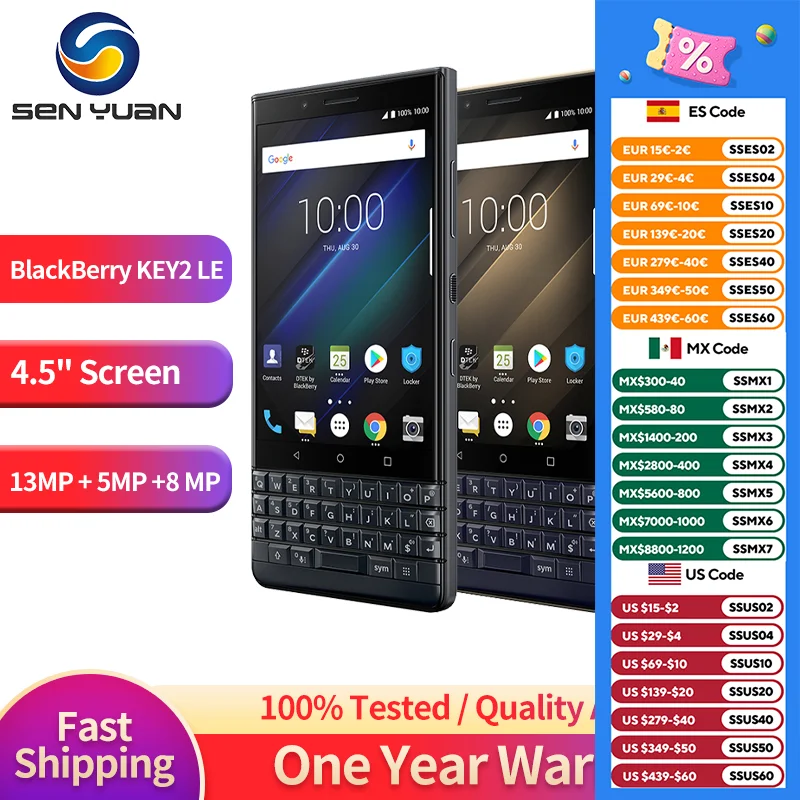 

Original BlackBerry Key2 LE 4G Mobile Phone Unlocked 4.5''Display 13MP+5MP Camera 3GB/4GB RAM 32GB/64GB ROM Octa Core CellPhone