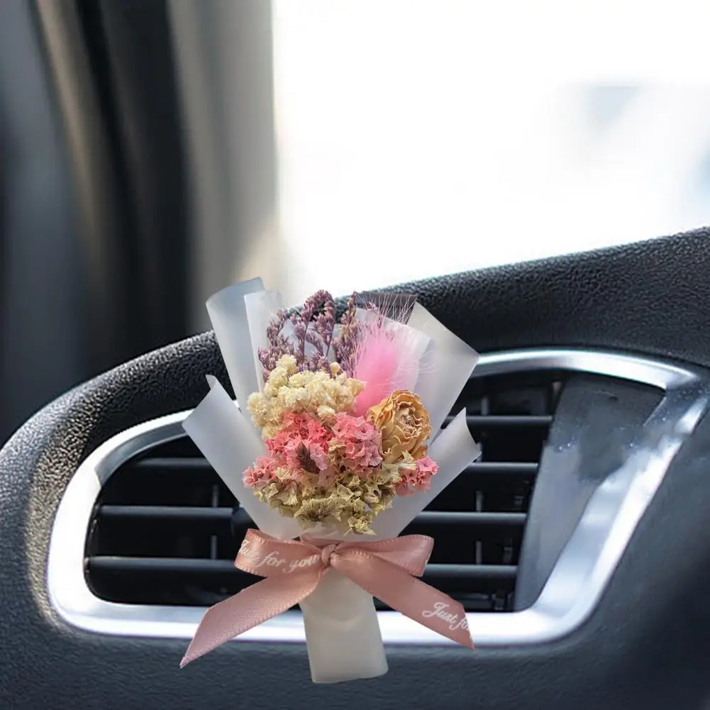 Handcrafted Car Air Freshener Mini Dried Flower Bouquet Car Air Freshener Vent Clip for Aromatherapy Essential Oil for Car