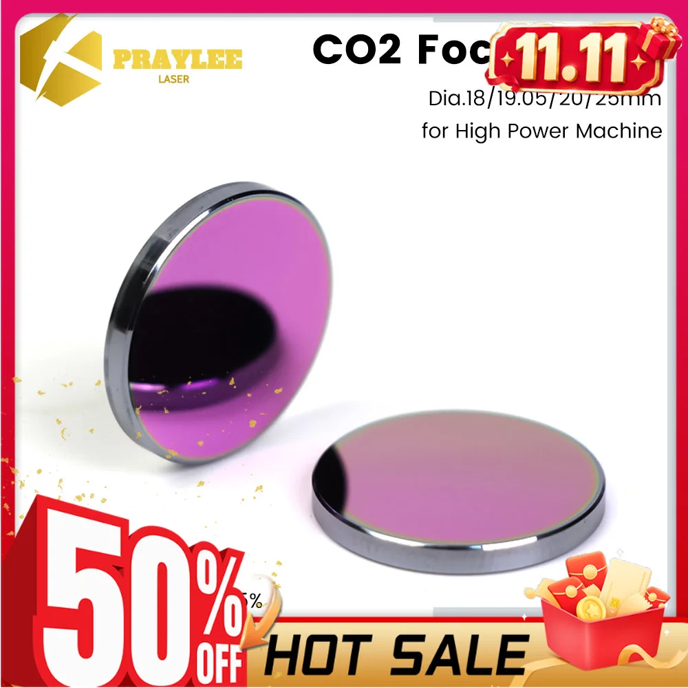 Praylee High Power CO2 Focus Lens CVD/PVD/Pro Dia.18 19.05 20mm FL38.1 50.8 63.5mm for CO2 Laser Engraving Cutting