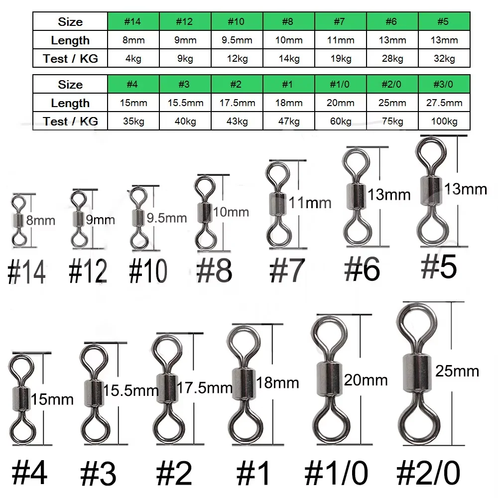 50 or 100 pcs Fishing Barrel Bearing Rolling Swivel Solid Ring Lure Connector Carp Fishing Tackle Accessories Fish Tool image 2