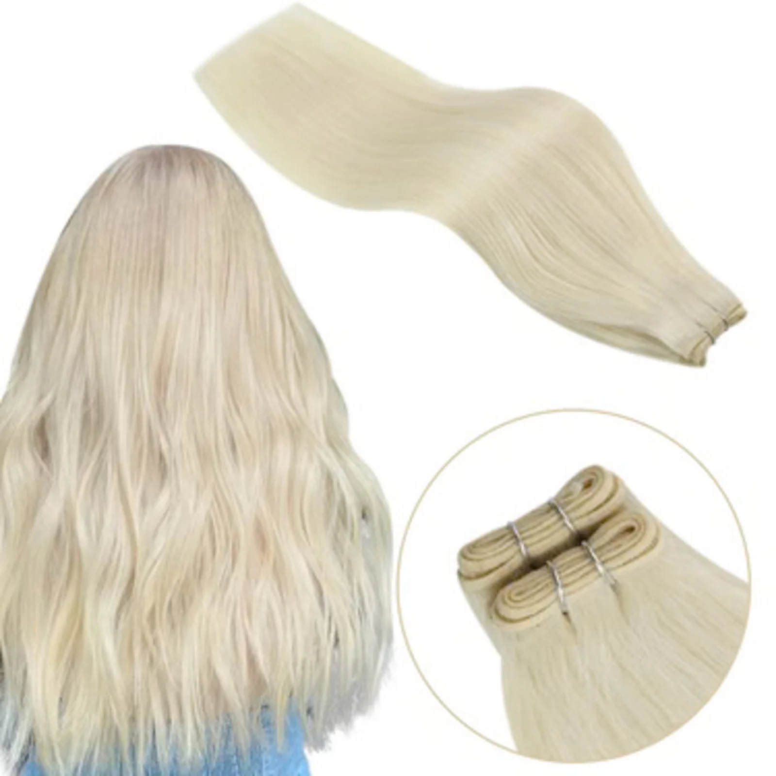 YoungSee Virgin Bundle Hair Extension Real Human Hair Silky Straight Seamless Hair Blonde Color 14-24Inch 50G For Woman