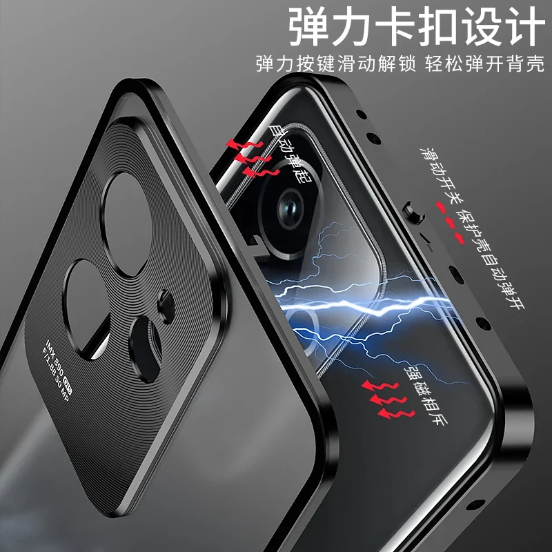For Realme GT6 China Version Case Aluminum Metal Frame Front and Back Cover For Realme GT 6 CN Magnetic Shockproof Bumper Funda