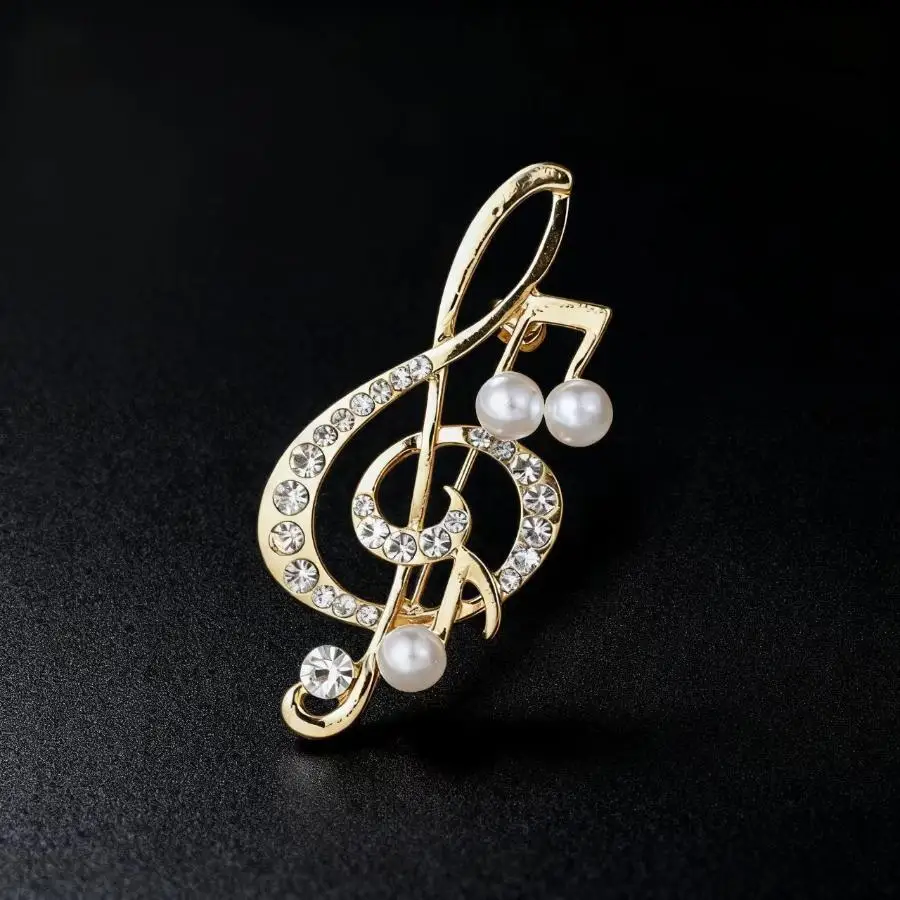 1 Pcs Elegant Music Note Pearl Brooch For Women Fashion Temperament Dress Pendants Jewelry Clothing Decor Accessories