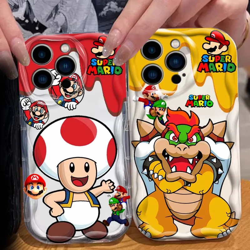 

M-Marios Popular Cute Art For Apple iPhone 16 16E 15 14 13 12 11 XR XS X Pro Max Plus Wave Oil Cover Soft Funda Phone Case