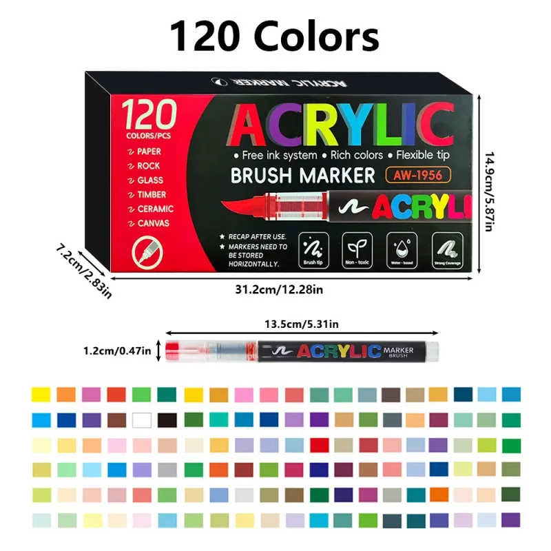 240 kleuren acrylverfstiften Zachte penseeltip Acrylstiften Set verfpennen voor houtstof canvas glas canvas rotsschildering
