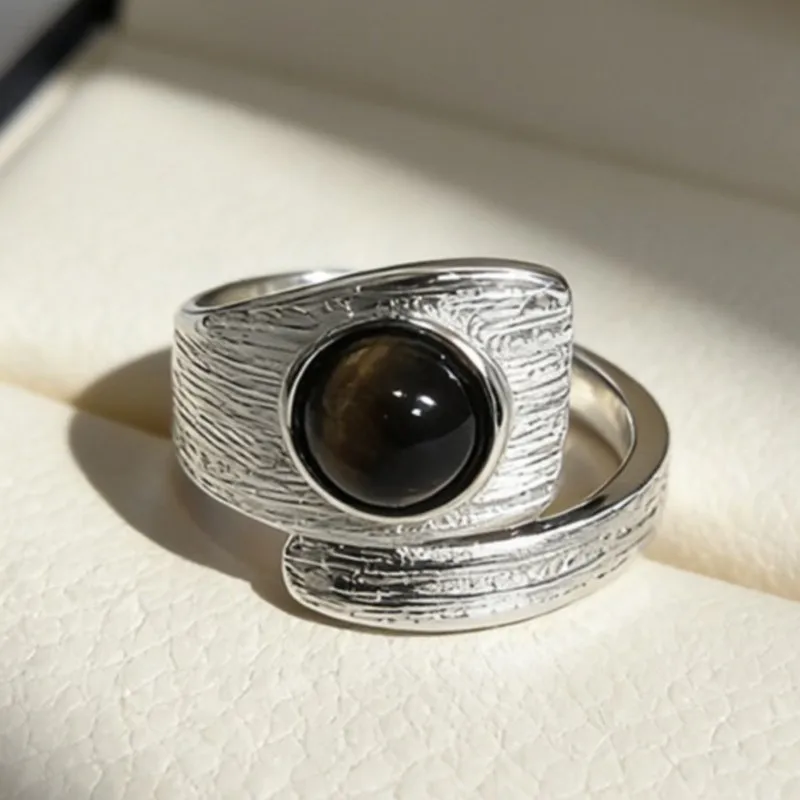 Women's Minimalist Handmade 925 Sterling Silver Big Stone Ring