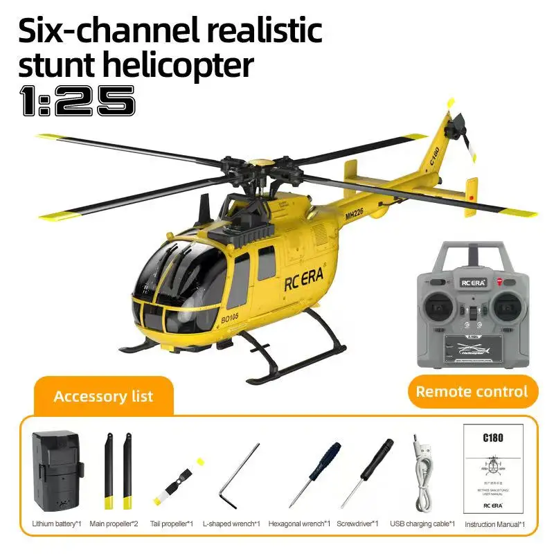 

New RC ERA C180 BO-105 Brushless RC Helicopter - Optical Flow Lidar, One-Key Inverted Flight Simulated Model for Adults