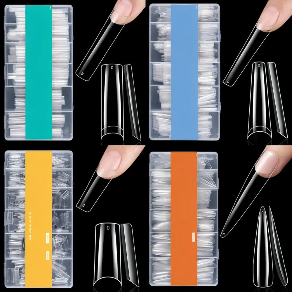 Professional Artificial Nail Tips Extension Kit Transparent Full Cover False Nails For Manicure DIY Salon Supplies
