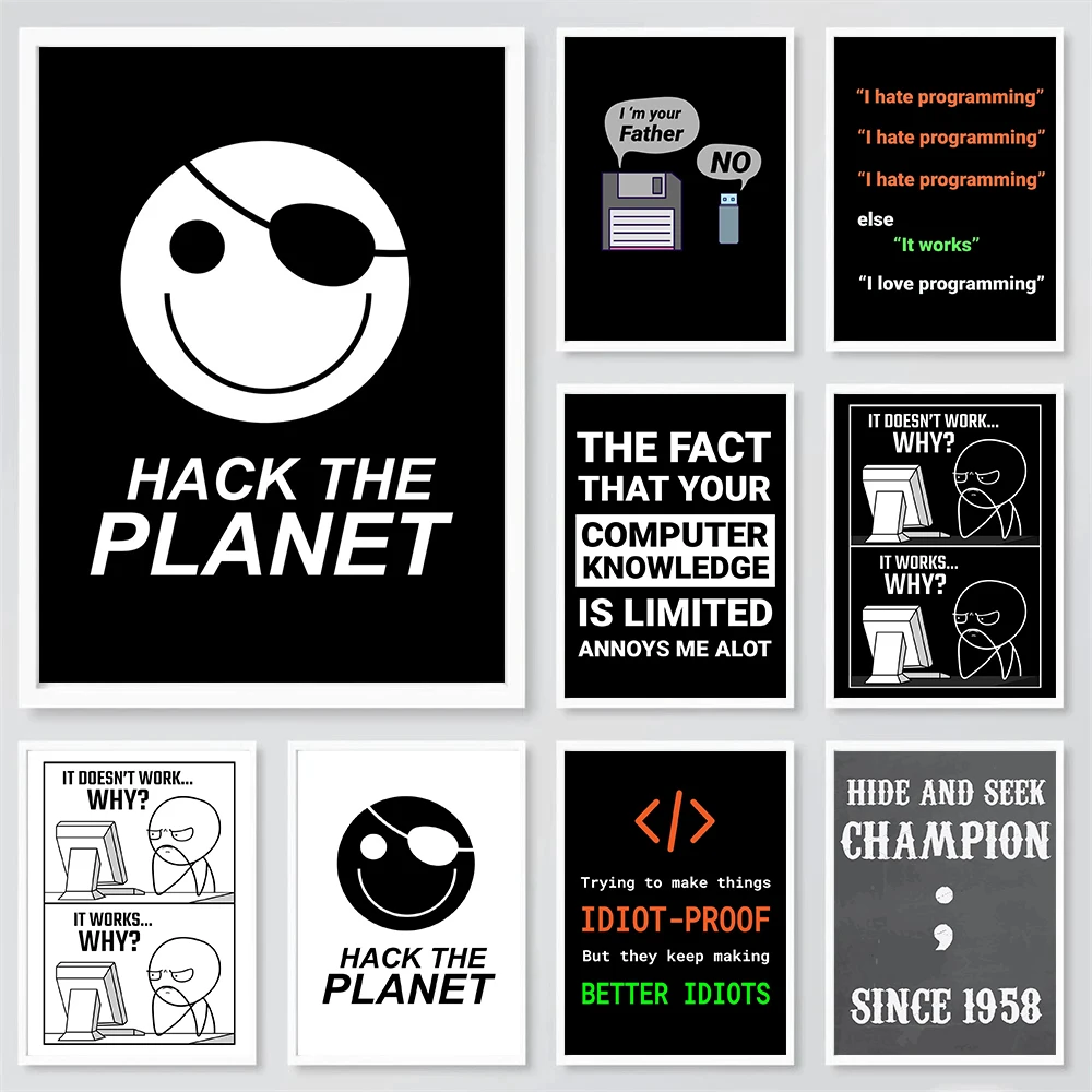 Programador de programación divertido, póster Meme, impresión en lienzo, programador de computadora, decoración de Arte de pared, oficina, hogar, decoración de pared divertida