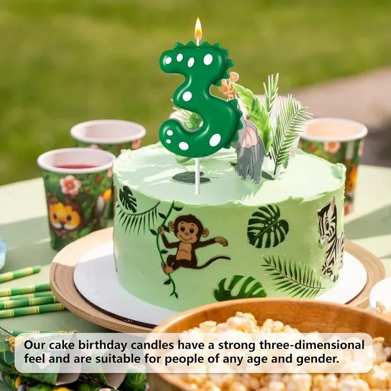 Conjunto de velas pré-históricas para festa, velas com números em forma de dinossauro fofo para decoração de bolo de aniversário infantil, suprimentos temáticos jurássicos