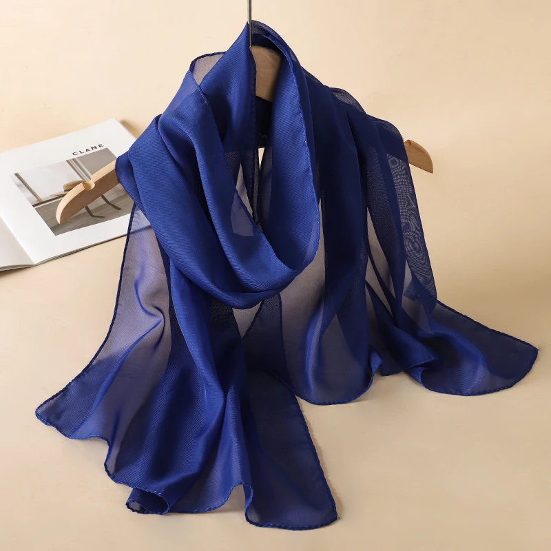 2023 neue Mode Sommer Frauen einfarbig Strand Schal Seide Schals Stirnband Weibliche Stirnband Wraps Sonnencreme Hijab Großhandel – Detail 8
