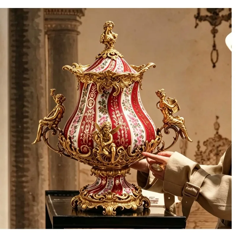 Porcelain pot villa entrance luxury decoration storage ornament