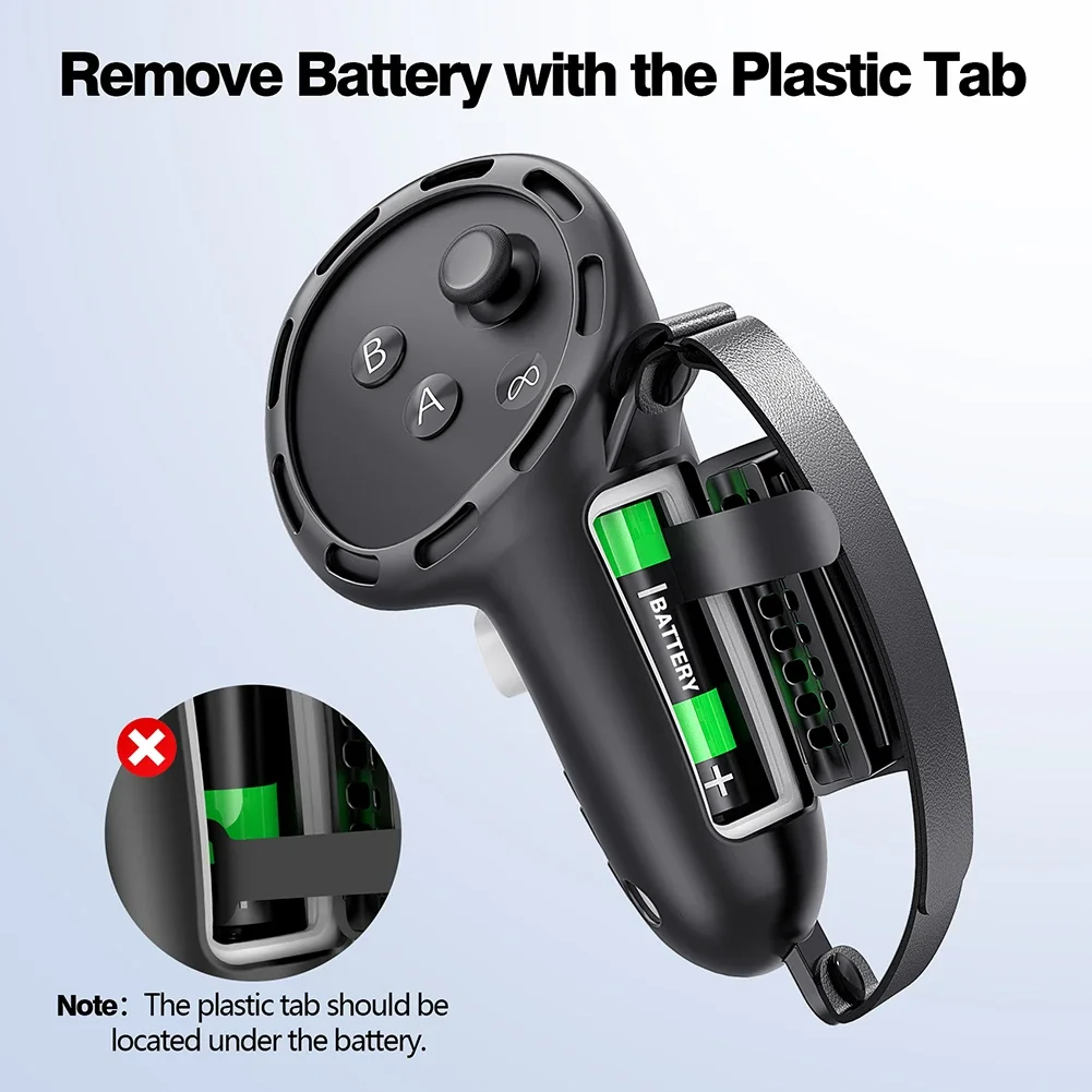 Silicone Controller Grips Non-Slip Handle Cover W/ Knuckle Straps and Battery Opening Cover for Meta Quest 3S/Quest 3