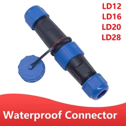 Conector impermeável LD12/16/20/28 Tomada do plugue do conector do cabo IP68 Macho e Fêmea 2 3 4 5 6 7 Pino Aplicável a 0.3-6m ㎡