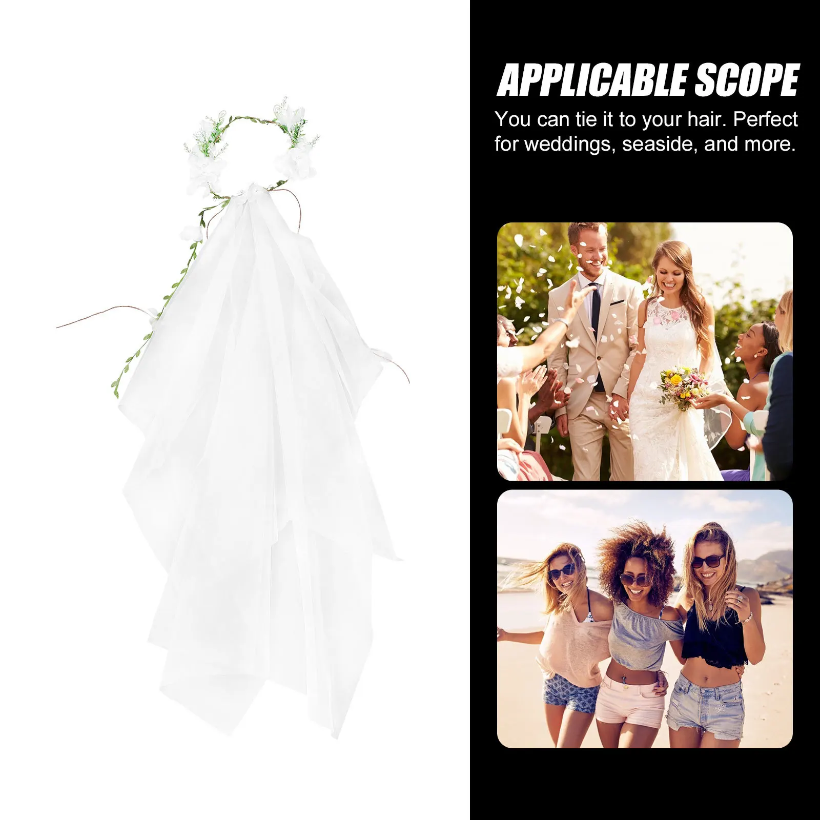 

Flower Headpiece Rattan Garland Veil For Bride Woman Wedding Floral Hair Decor White Bridal Accessory Flower Veil