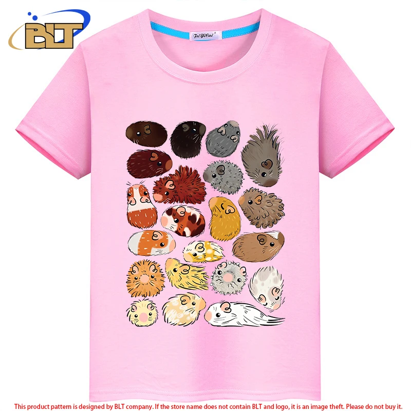 Guinea Pig Gradient Kids T-Shirt summer children's short-sleeved casual tops for boys and girls