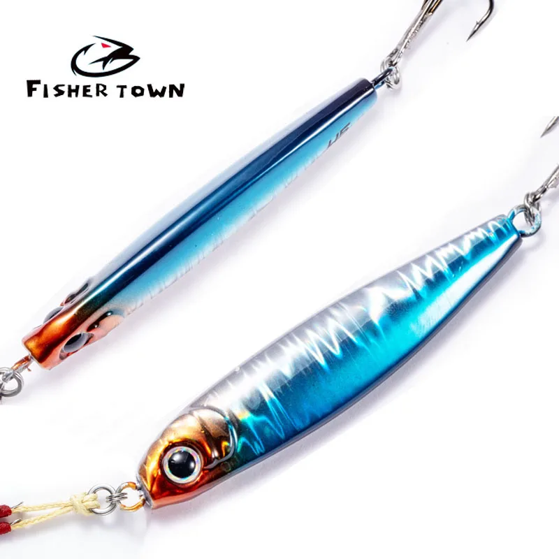 FT Sea fishing Slow Jig Metal Jigging Spoon 3D  Laser Artificial Bait Boat Fishing Jig Lures Super Hard Fish Fishing Lures