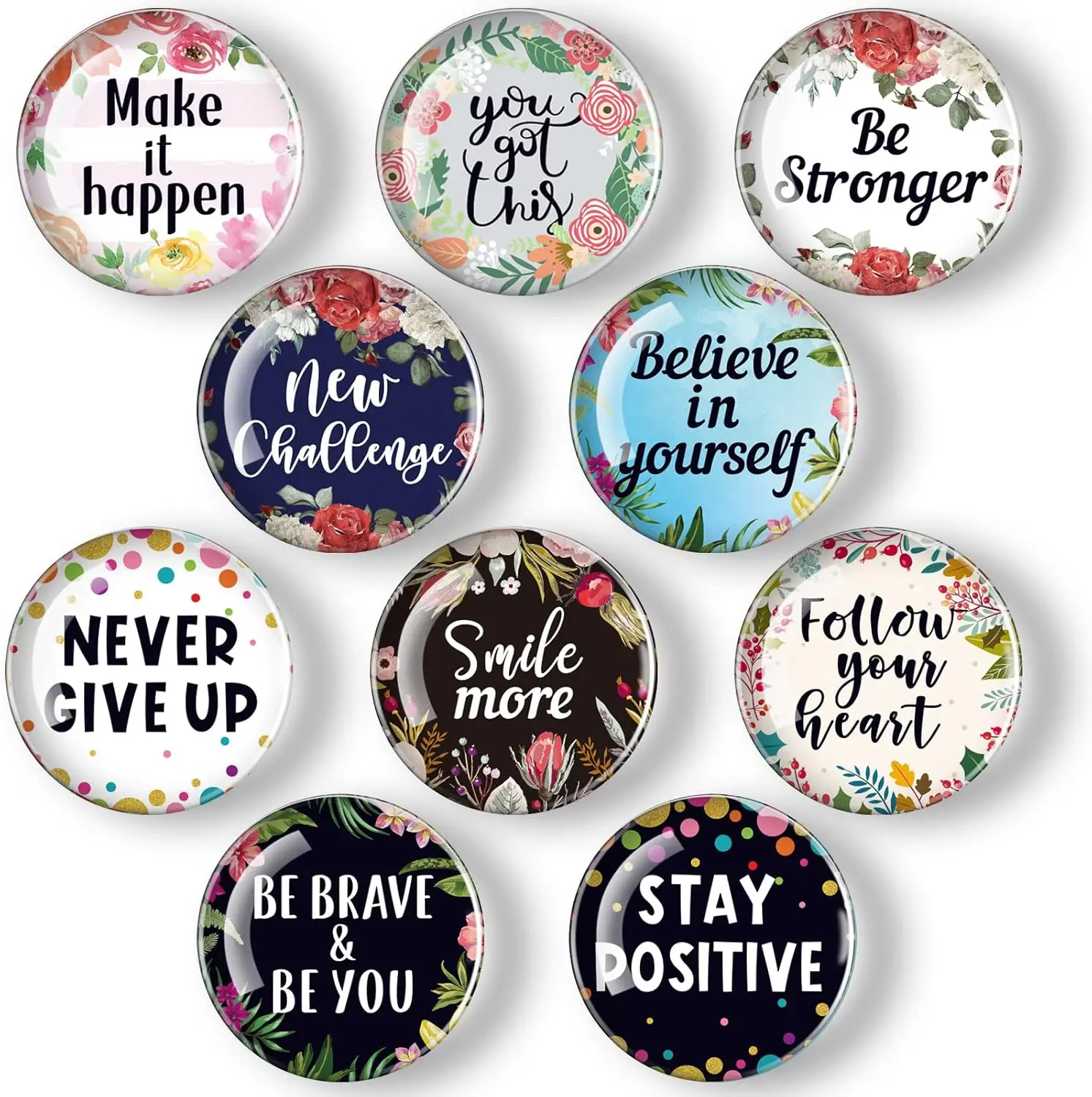 

10 Pcs Inspirational Magnets for Fridge Refrigerator Locker Decor Accessories Motivational Glass Quote Fun Decorative