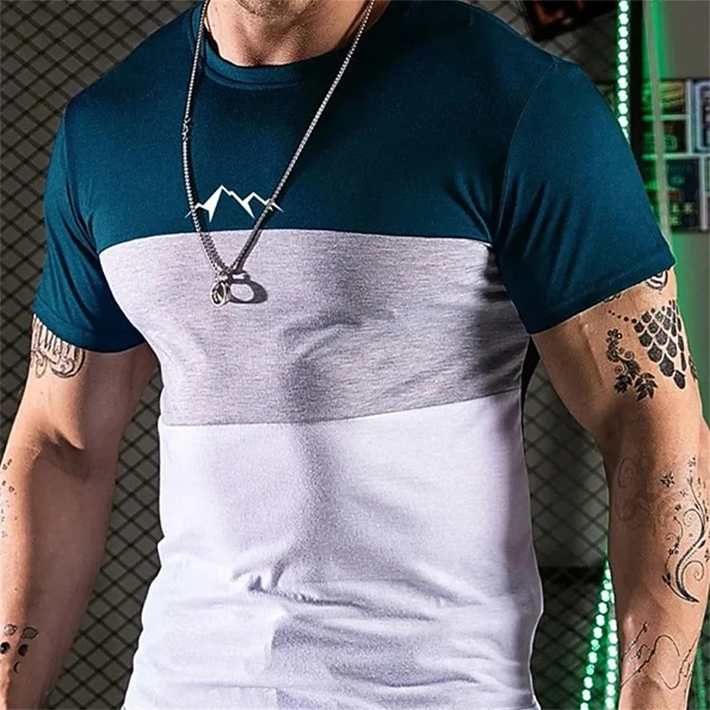 Men's Street T-shirt Summer Men's 3D Stripe Printing Short Sleeve Tops Fashion Everyday T Shirt Oversized Tee Shirt Men Clothing image 4