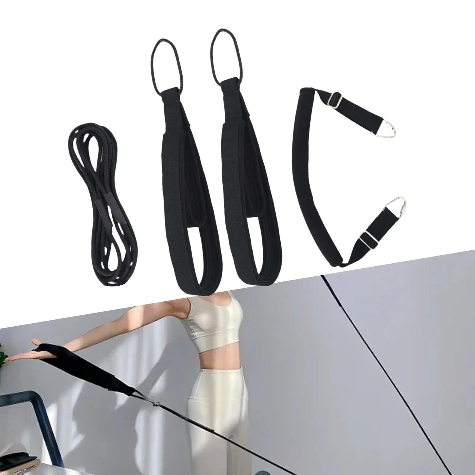 Pilates Double Loop Straps Improve Flexibility Adjustable Comfortable Fitness Straps for Workout Gymnastics Home Arms Legs Gym