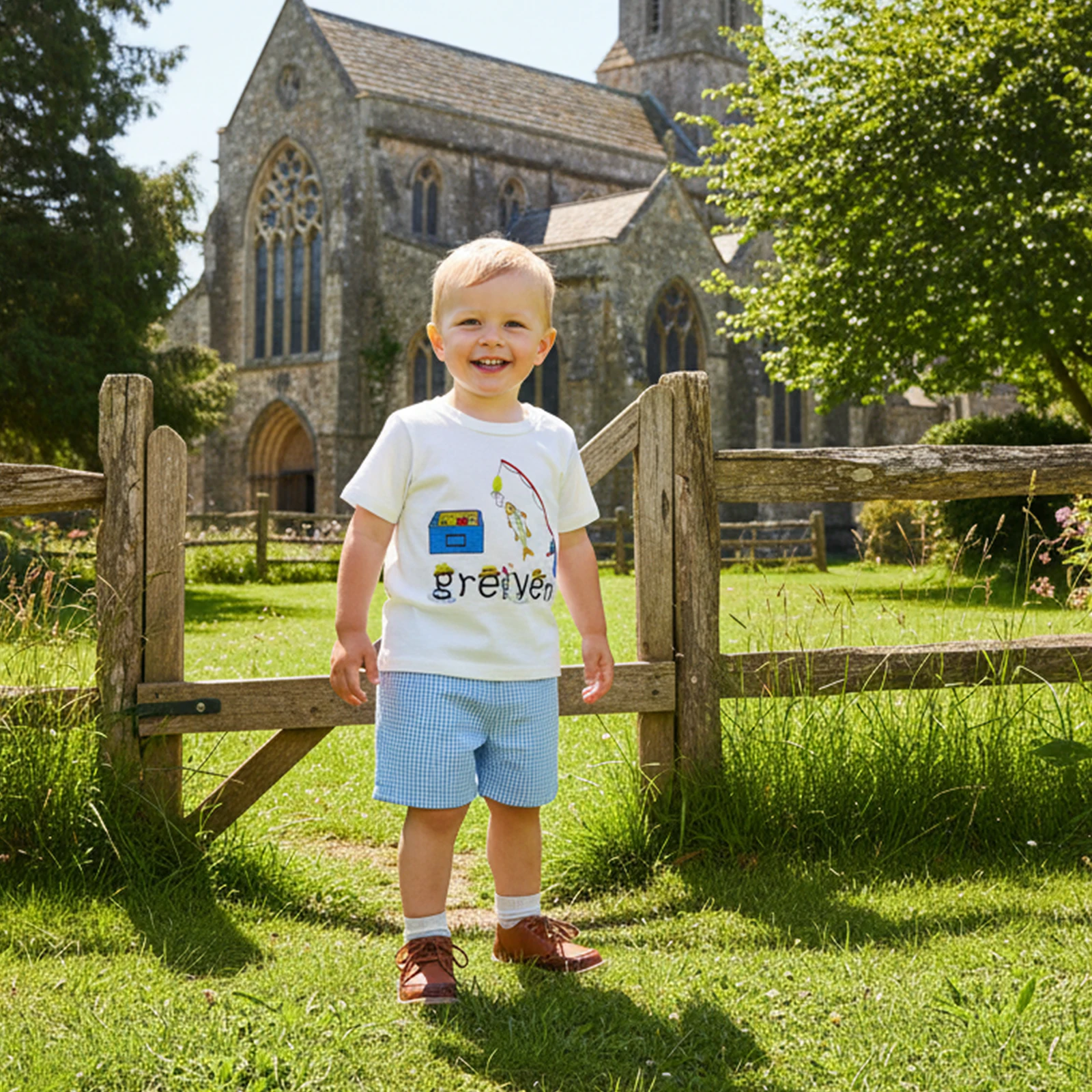 2Pcs Baby Boy Summer Outfits Short Sleeve Fish Embroidery T-Shirt + Shorts Set Toddler Clothes