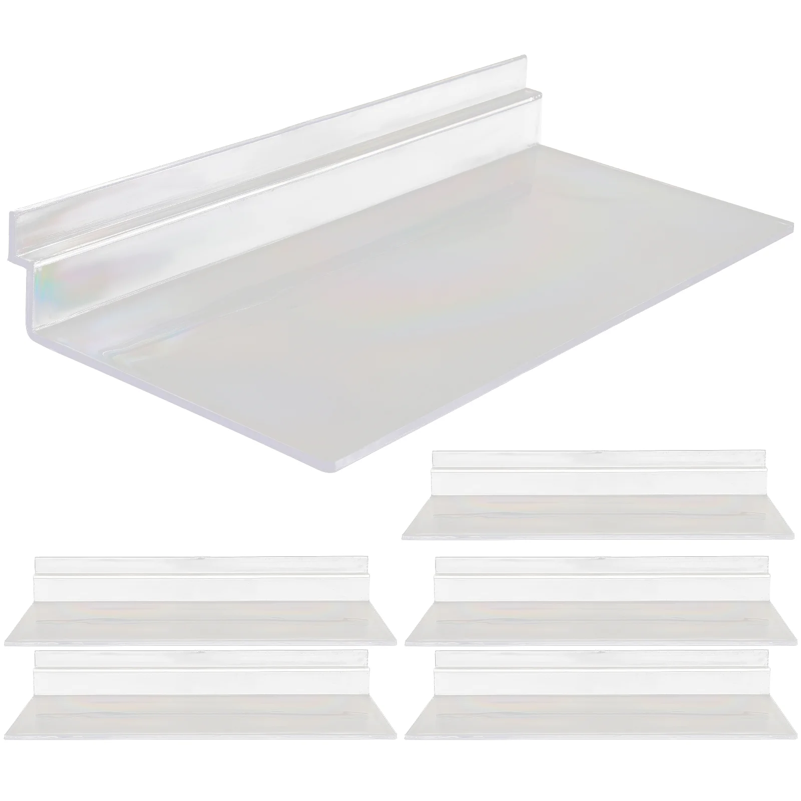 6 Pcs Slot Display Rack Clear Shelves for Wall Plastic Slat and Fixtures Shelf Shoe Store