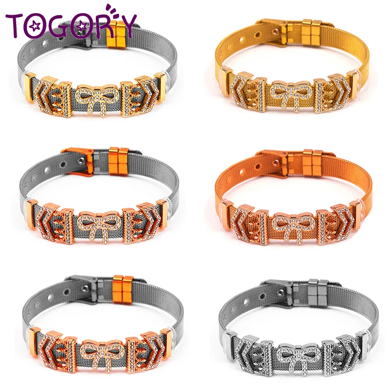 Pulseras con dijes de acero inoxidable de 10mm, Micro incrustaciones de Biamond Dow, pulsera de malla DIY, Pulseras para Mujer y hombre, regalo de joyería