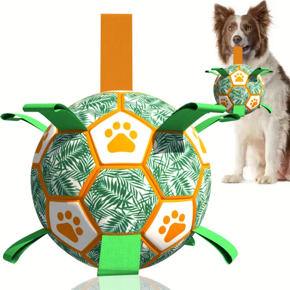 Hundespielzeugbälle, Premium Interaktiver Hunde-Fußball mit Riemen für Draußen, Langlebiger Haustier-Apportier-Trainingsball für Alle Hunde
