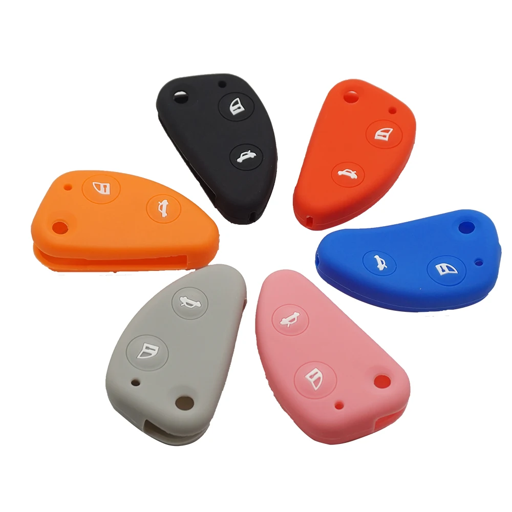 Xinyuexin Silicone Rubber Key FOB Cover Case Protector Shell for Alfa Romeo 147 156 166 GT JTD TS Flip Folding 2 Buttons Remote