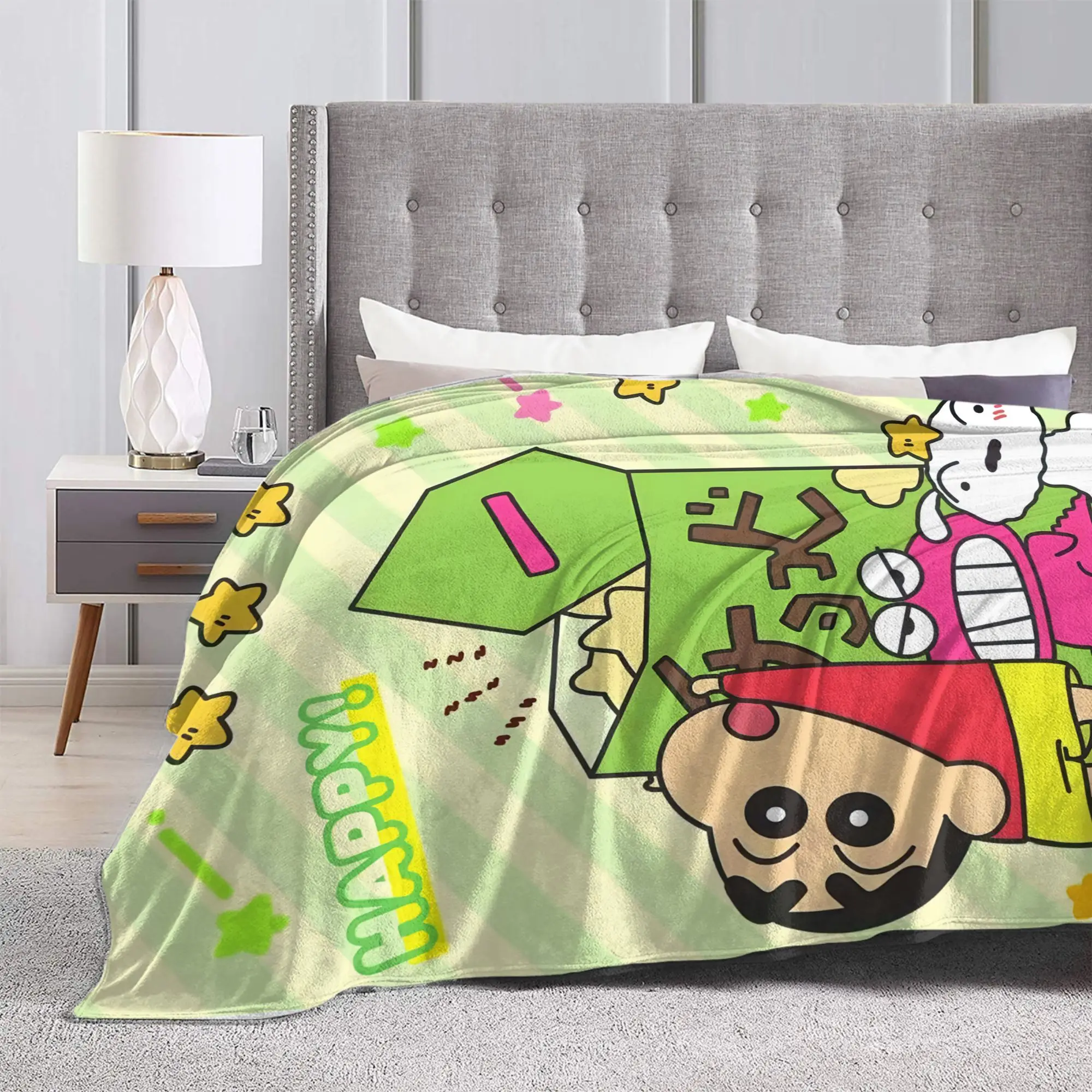 Crayons Shin Chans Shiro Japanese Anime Kawaii Blankets Coral Fleece Plush Soft Throw Blanket for Bedding Couch Plush Thin Quilt