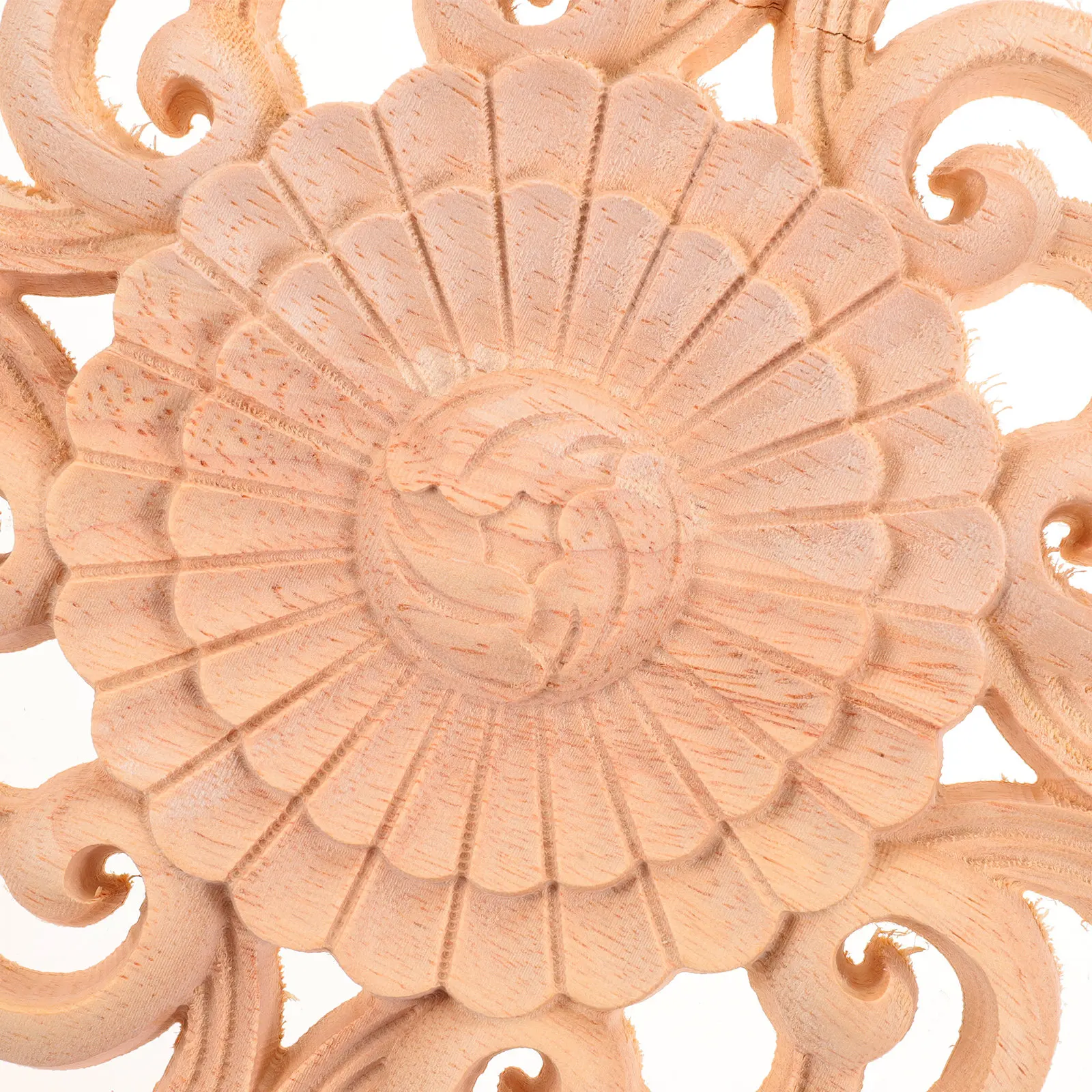 

1Pcs Wood Carved Onlay Natural Corner Applique Unpainted Decoration for Door Furniture Living Room Applique