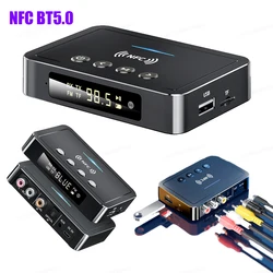 3 in 1 NFC BT5.0 Transmitter Receiver LED Digital Display USB Bluetooth-compatible Adapter Dongle AUX Built-in Mic