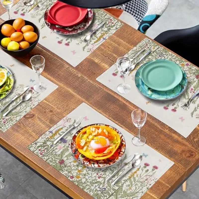 2/4/6 PCS Flower Mat Waterproof, Thermal Insulation, Anti Slip Western Dining Table Mat Home Kitchen Desktop Decoration Mat