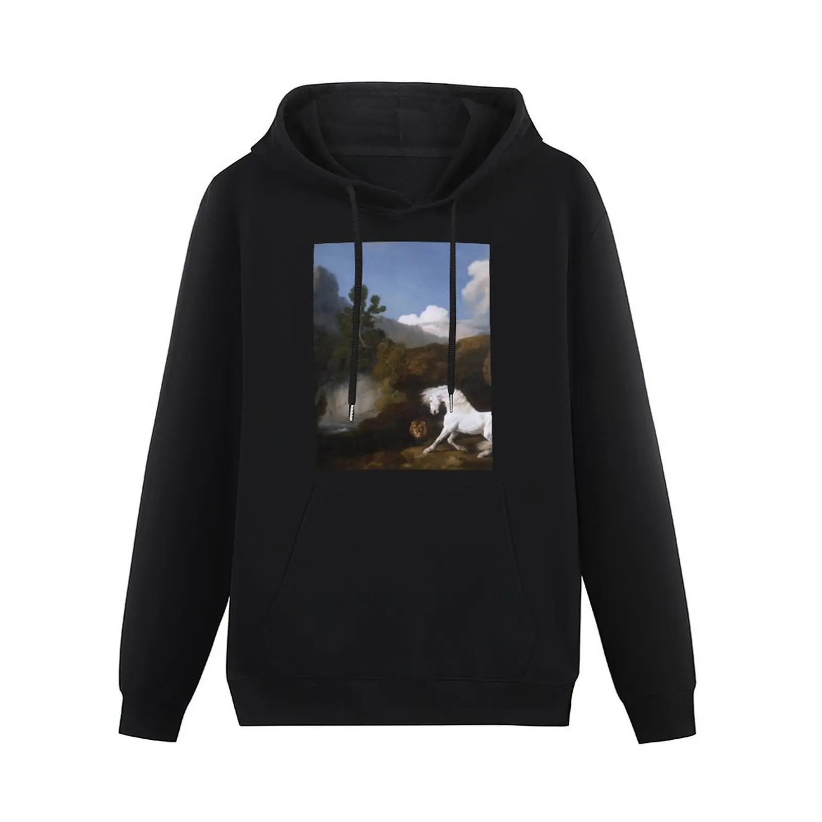 George Stubbs - Horse Frightened By A Lion 1770 Pullover Hoodie men clothing hooded shirt japanese hoodie