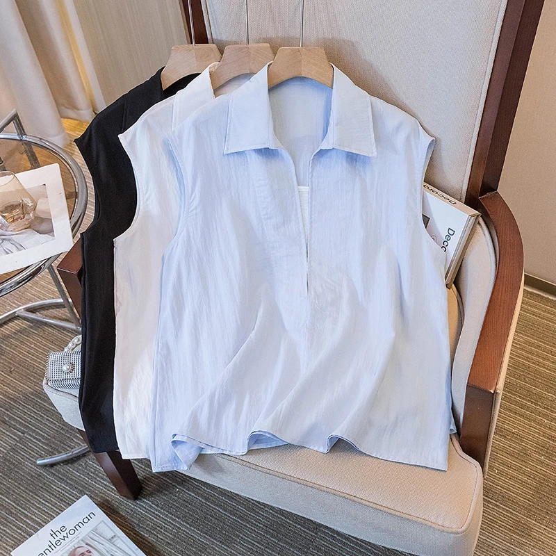 

Повседневная хлопково-льняная цветная рубашка без рукавов для женщин, летняя, свободного кроя, с V-образным вырезом, универсальный топ, удобный свободный фасон