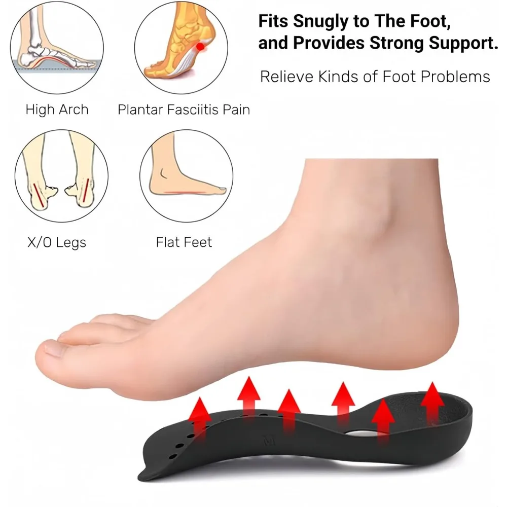 1 paire d'inserts de soutien de la voûte plantaire, matériau TPR confortable, idéal pour femmes, ajustement universel, favorise l'alignement approprié du pied, correcteur, Insolev