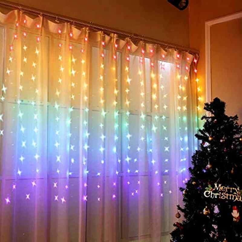 LED Window Curtain Lights Twinkle String Lights With Remote Control For Wedding Party Bedroom Wall