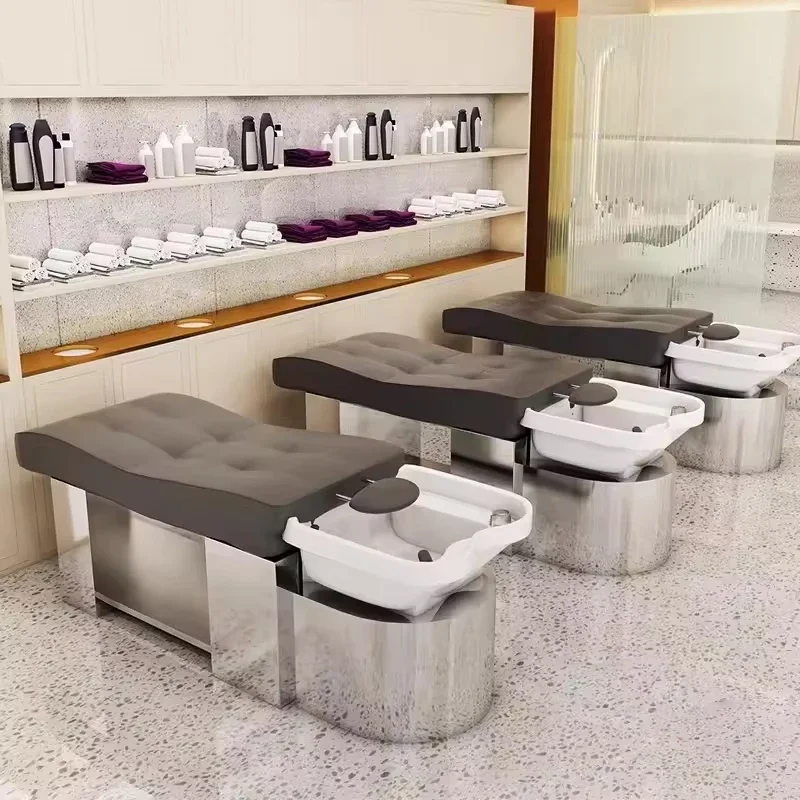 Hot Sell Hair Washing Salon Electric  Hair Salon Furniture Spa Head Water Therapy Chair Shampoo Bed for Barber Shop