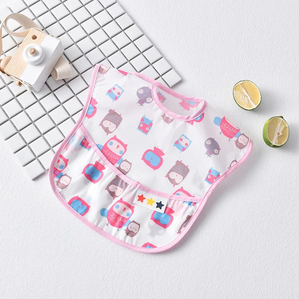 Waterproof Baby Bibs Cartoon Newborns Kids Burp Cloth Art Smock Feeding Bib Apron Pocket Infant Toddler Boys Girls Saliva Towel