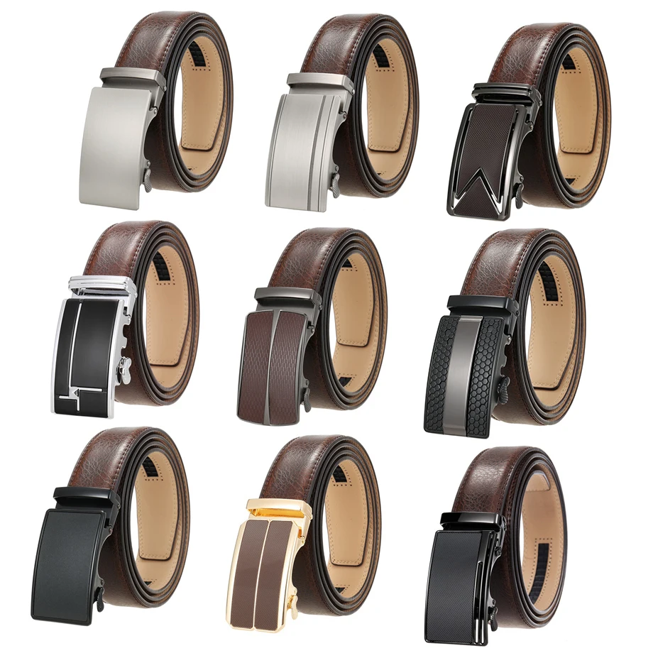 Plyesxale 2026 Men Genuine Leather Belts Classic Automatic Buckle Mens Belts Luxury Brand marque de luxe Belts Cummerbunds B1060