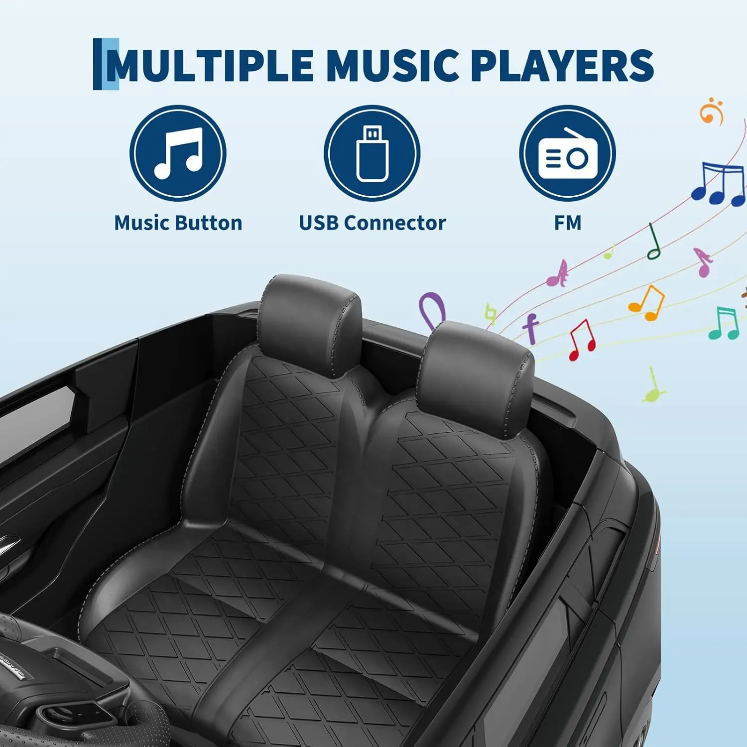 سيارة كهربائية للأطفال مزودة بجهاز تحكم عن بعد لعبة ركوب للأعمار من 4 إلى 8 سنوات مع مشغل MP3، يتميز بوضع هزاز وتشغيل قضيب السحب #4