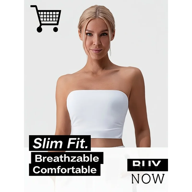 Sporty and sexy cropped tube top with built-in straps for outerwear