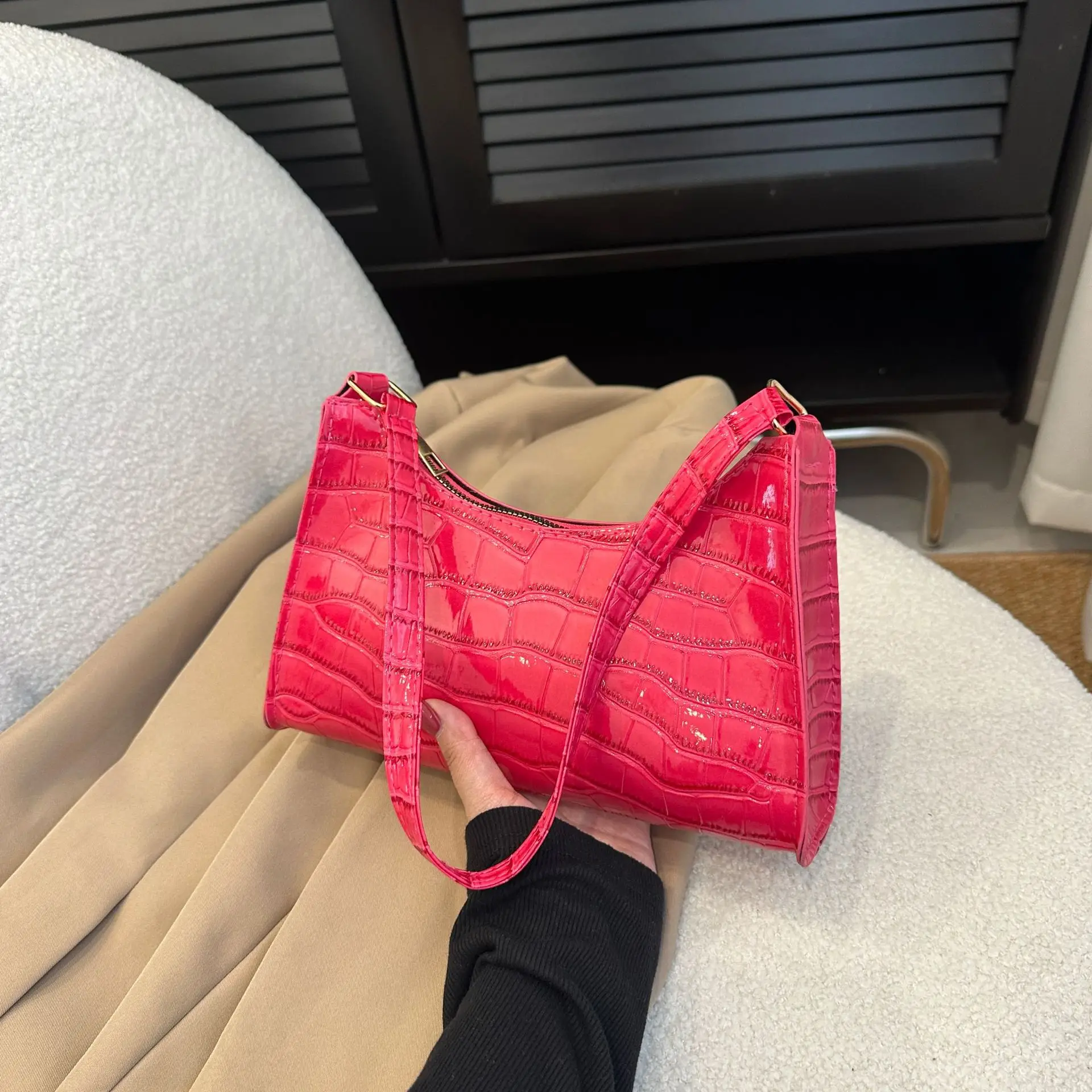 Moda sacos de couro do plutônio para as mulheres jacaré padrão axila bolsa feminina pequena axilas saco do mensageiro bolsa ombro bolsas