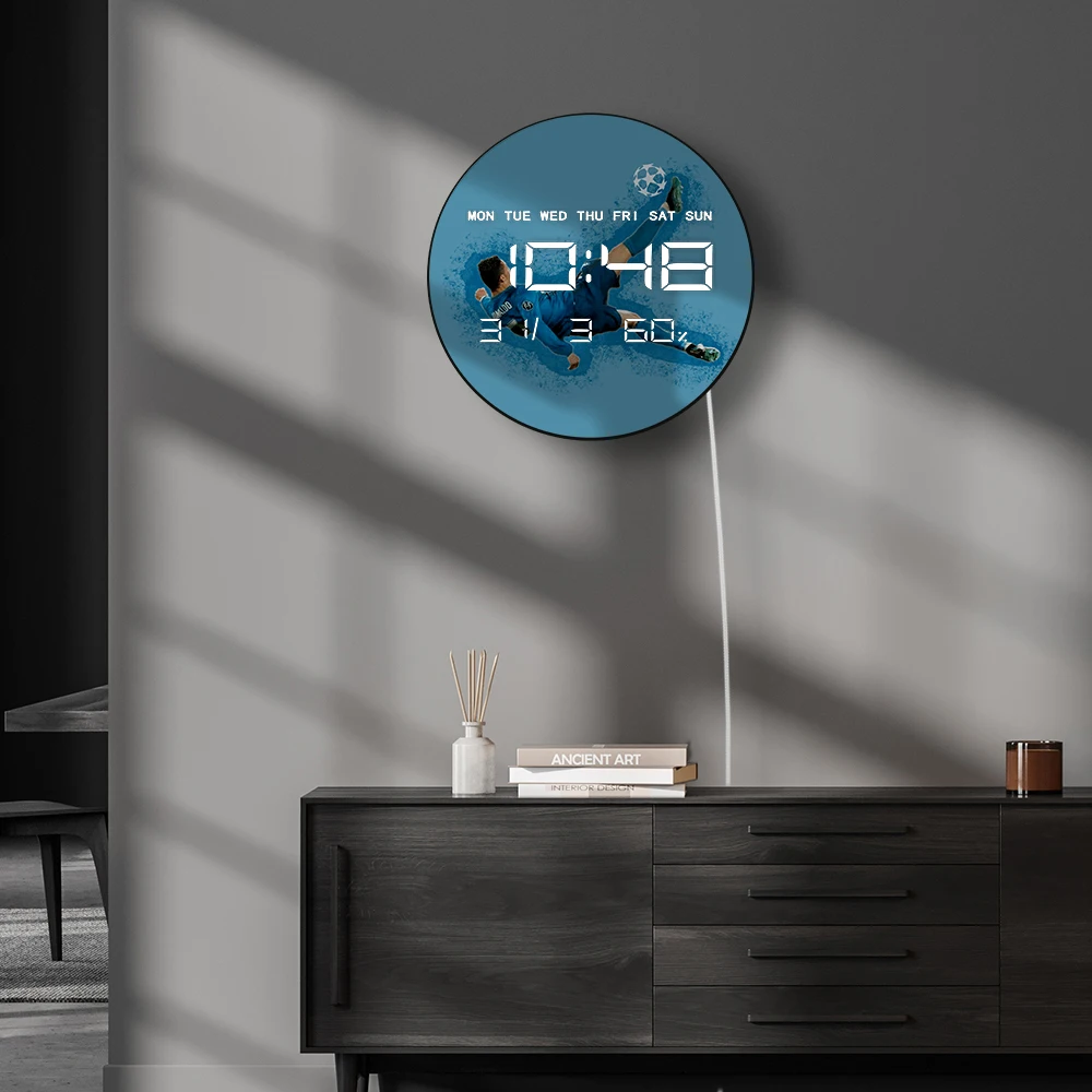 رونالدو العلوي الهدف LED ساعة الحائط الرقمية البرتغال كرة القدم أسطورة دراجة ركلة مبدعة كرة القدم عرض الإلكترونية ساعة الحائط