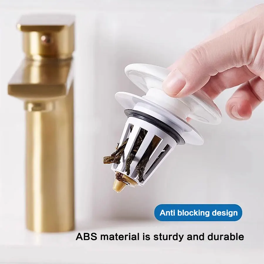 1Pcs Washbasin Sink Drain Plug, Press Type Washbasin Sink, Anti-Odor Plug, Bounce Core Floor Drain Bathroom Sink Clogging Filter