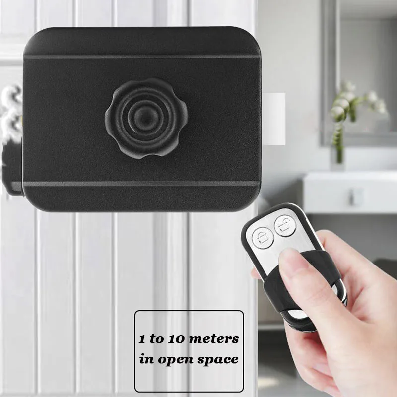 Remote Door Lock AA Battery Powered Wireless Electronic Lock No Wire Connection AutoLock Door Gate Access Or Key Exit Switch