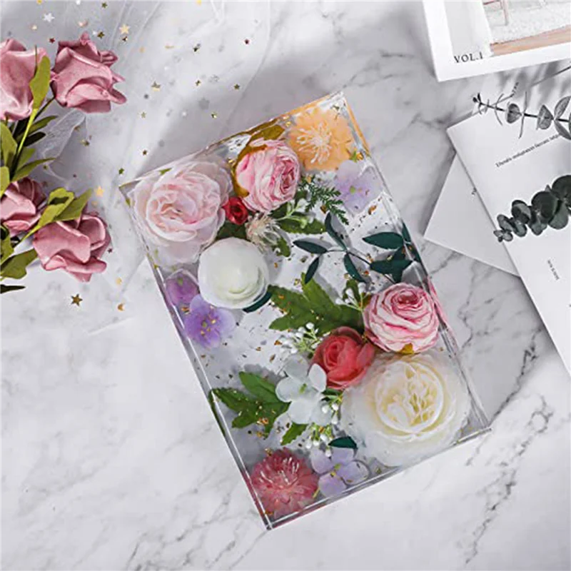 A85M 2X قوالب الراتنج الكبيرة، قوالب السيليكون المستطيلة لصب الراتنج، قوالب راتنجات الايبوكسي للحفاظ على الزهور #4