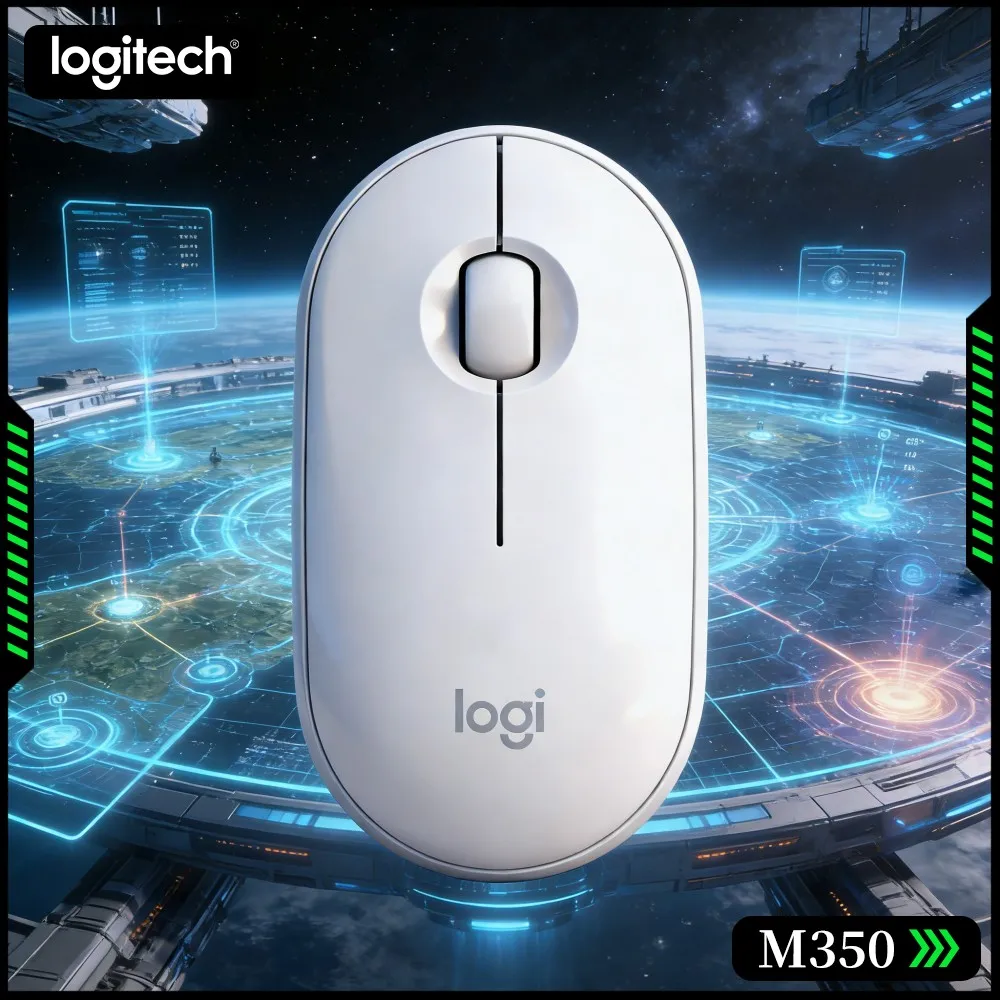 Logitech M350 Silent Pebble Mouse - 90% Less Noise, Quiet Scroll, Bluetooth Low Energy, 10M Range, Eco-Conscious User's Choice